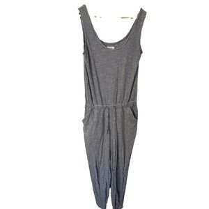Pact Organic Cotton All Day Easy Jumpsuit Sleeveless Striped Blue Small Pockets